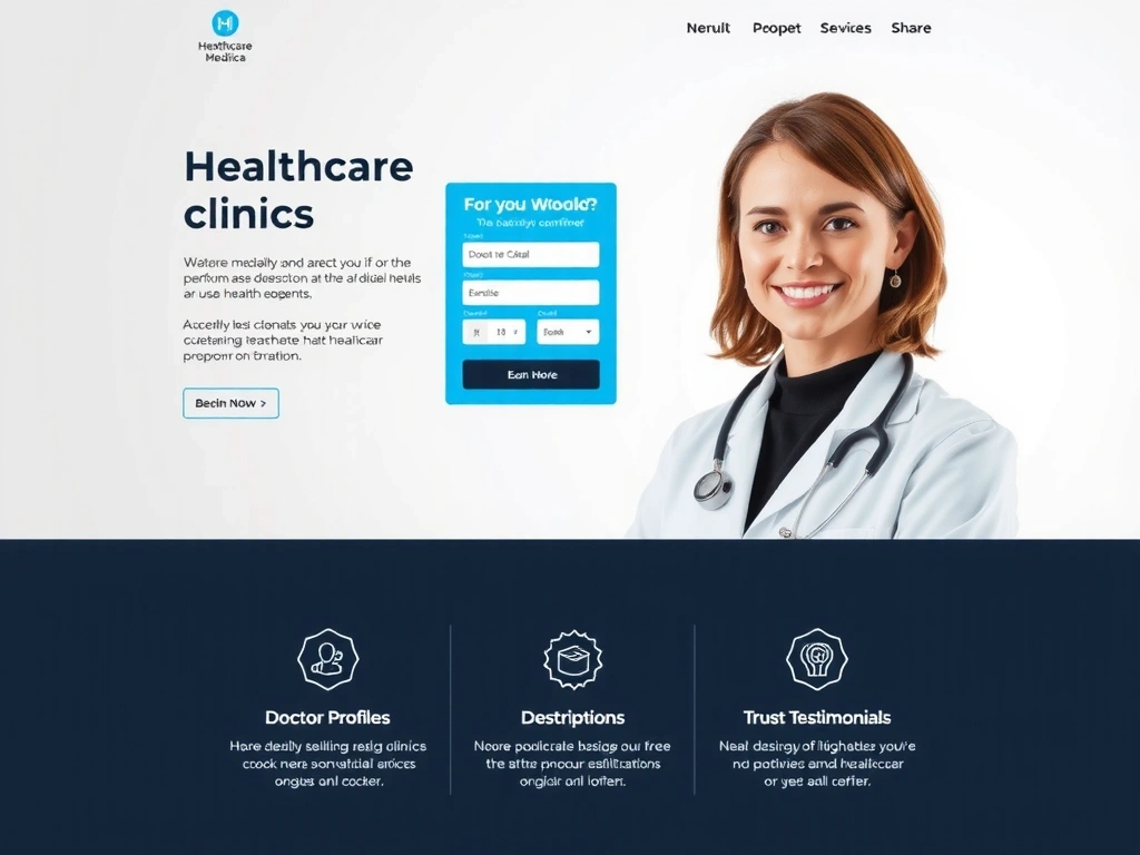 Healthcare clinic website with appointment booking and service information